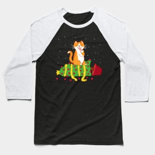 red cat knocked the christmas tree Baseball T-Shirt